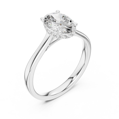 Solitaire Oval Cut Lab Diamond Engagement Ring - View 8