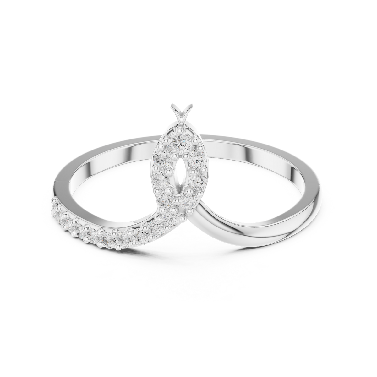 Snake Bypass Round Cut Lab Diamond Ring - View 3