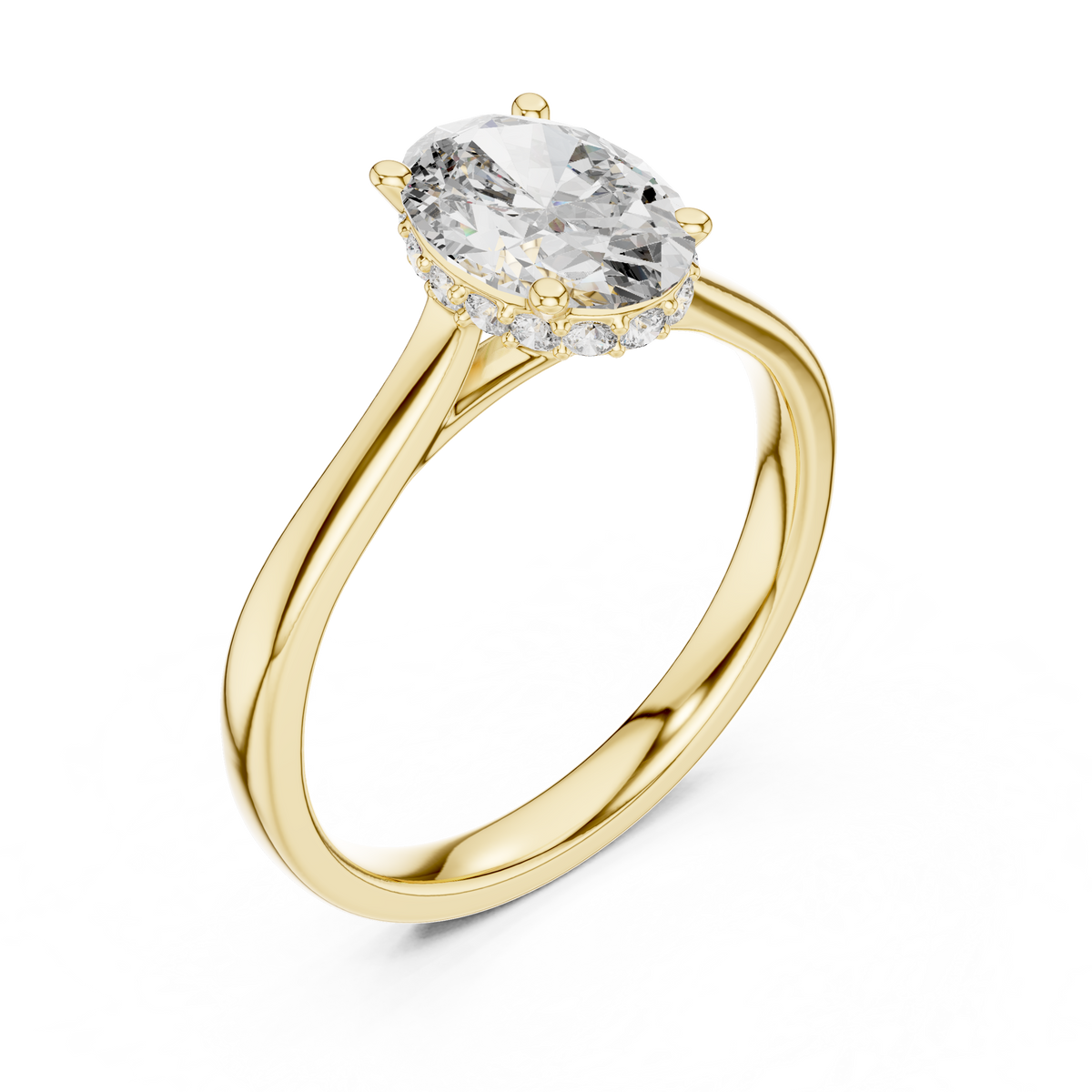 Solitaire Oval Cut Lab Diamond Engagement Ring - View 3