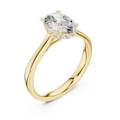 Solitaire Oval Cut Lab Diamond Engagement Ring - View 3
