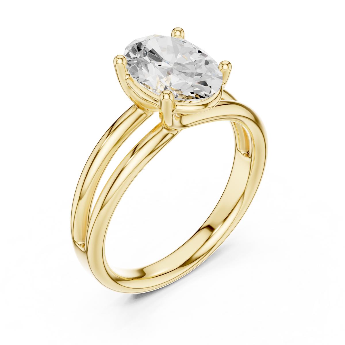 solitaire split shank oval cut moissanite diamond ring - view 9