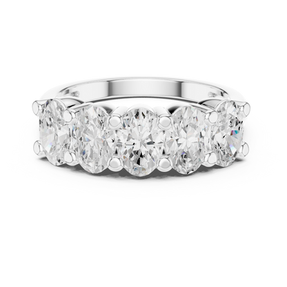 Oval Cut Five Stone Moissanite Diamond Ring - View 3