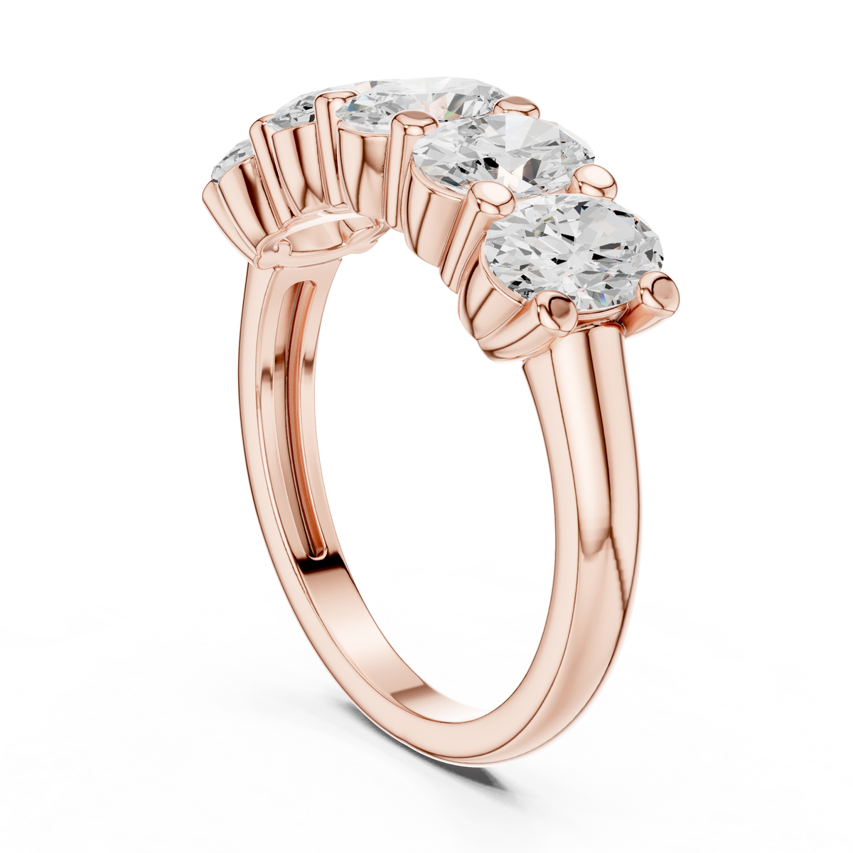 Oval Cut Five Stone Moissanite Diamond Ring - View 11