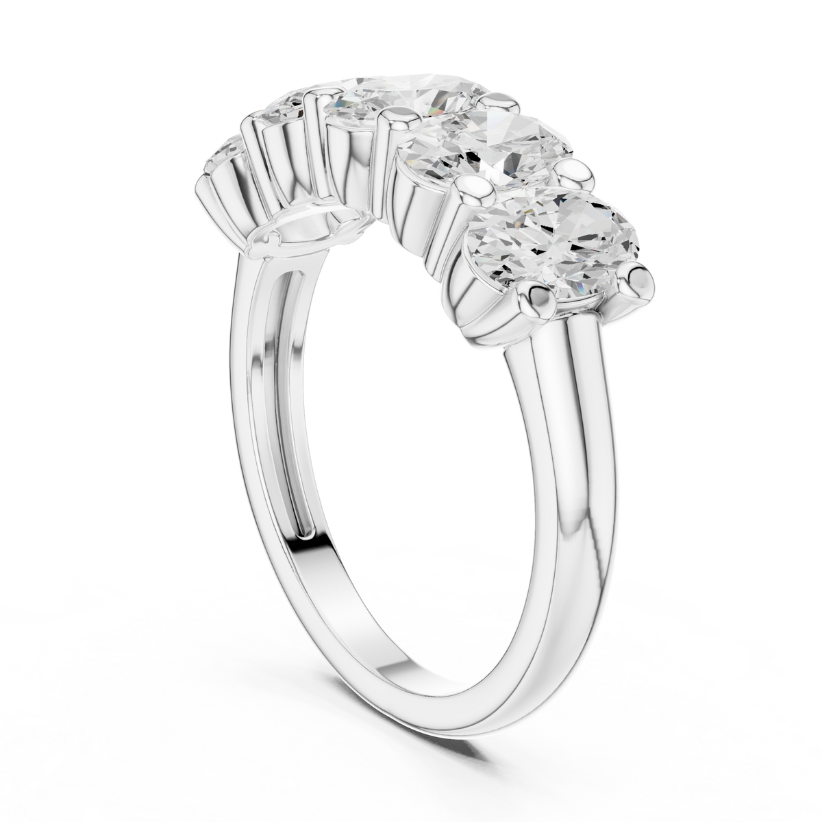 Oval Cut Five Stone Moissanite Diamond Ring - View 12