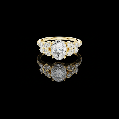 Oval Lab Diamond Cluster Setting Engagement Ring