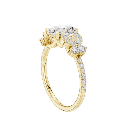 Oval Lab Diamond Cluster Setting Engagement Ring - View 10