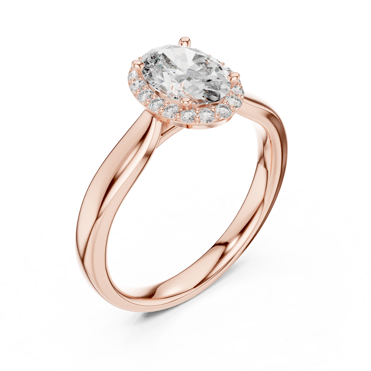 Oval Cut Halo Solitaire Lab Diamond Ring - View 4