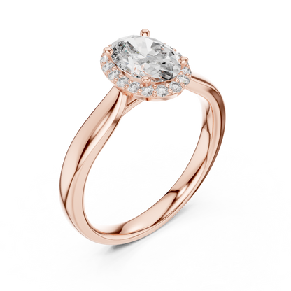 Oval Cut Halo Solitaire Lab Diamond Ring - View 4