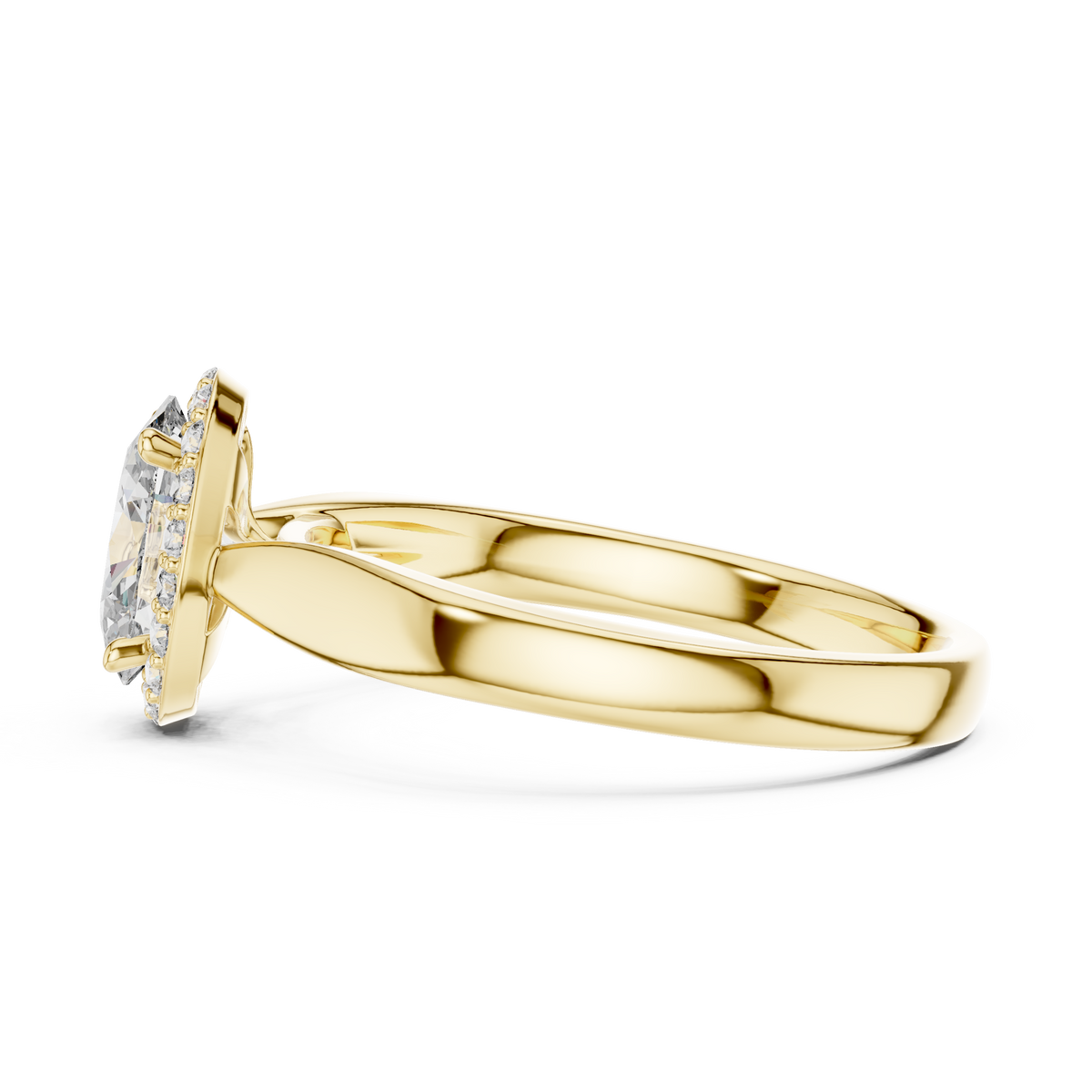Oval Cut Halo Solitaire Lab Diamond Ring - View 10