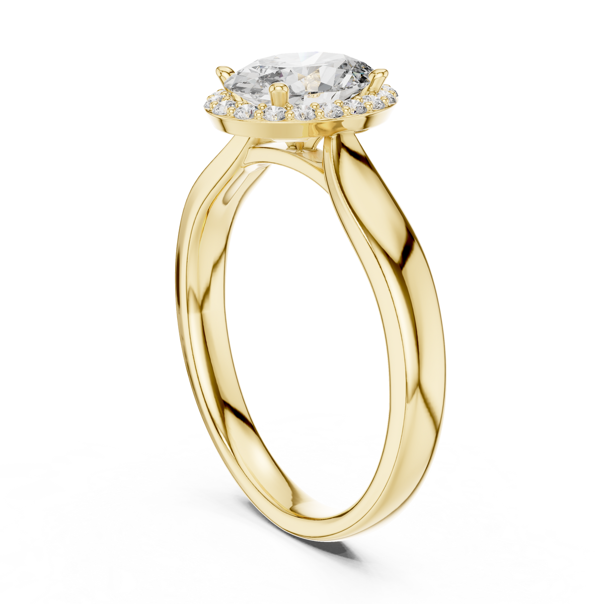oval cut halo solitaire lab diamond ring - view 8