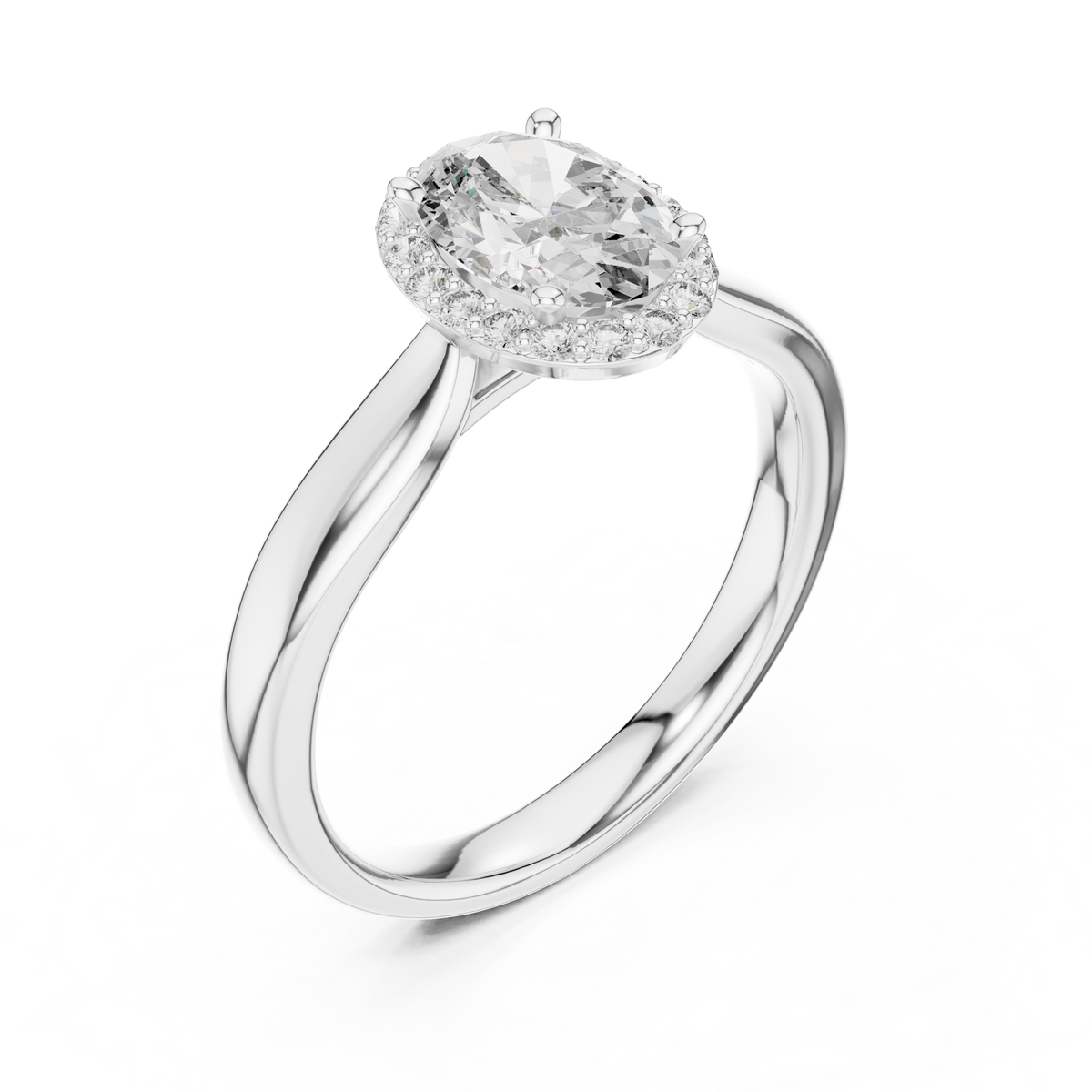 Oval Cut Halo Solitaire Lab Diamond Ring - View 7