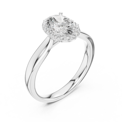Oval Cut Halo Solitaire Lab Diamond Ring - View 7