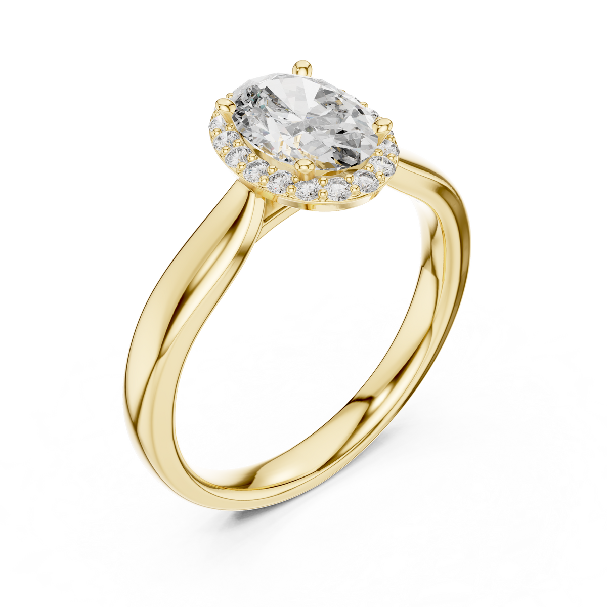 Oval Cut Halo Solitaire Lab Diamond Ring - View 9