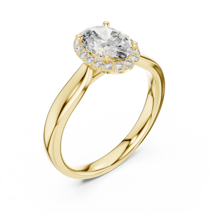 Oval Cut Halo Solitaire Lab Diamond Ring - View 9