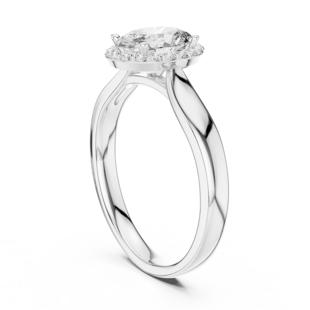 oval cut halo solitaire lab diamond ring - view 6