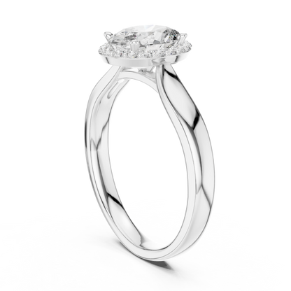 Oval Cut Halo Solitaire Lab Diamond Ring - View 6