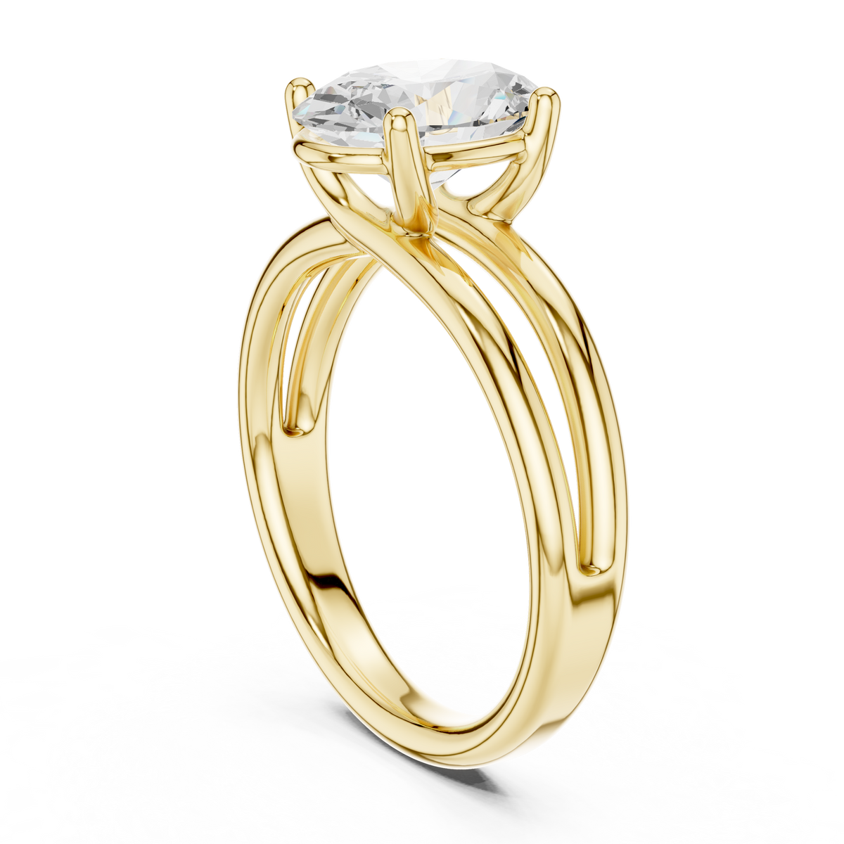 solitaire split shank oval cut moissanite diamond ring - view 8