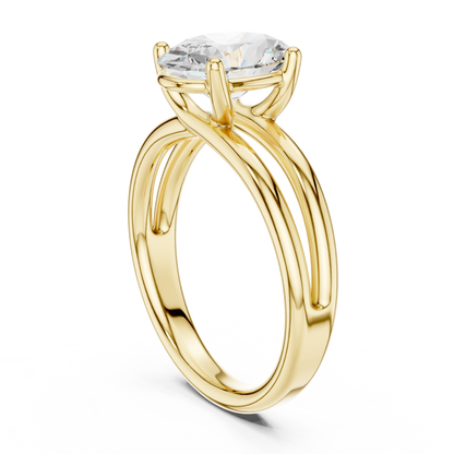 Solitaire Split Shank Oval Cut Moissanite Diamond Ring - View 8