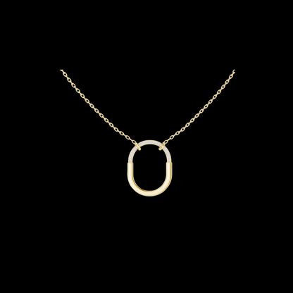 U Shape Hardware Pattern Statement Pendant with Round Moissanite Diamond