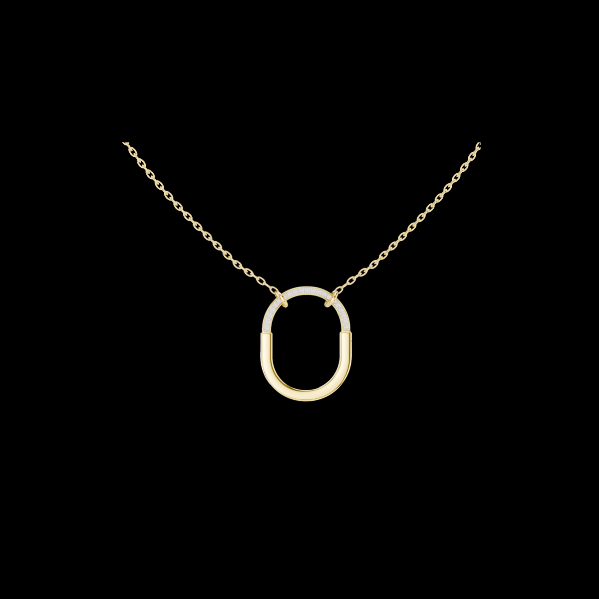 u shape hardware pattern statement pendant with round lab grown diamond