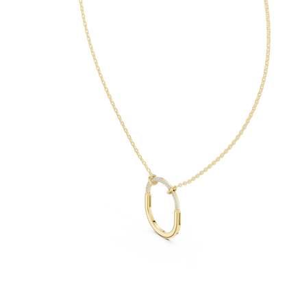 U Shape Hardware Pattern Statement Pendant with Round Moissanite Diamond - View 10
