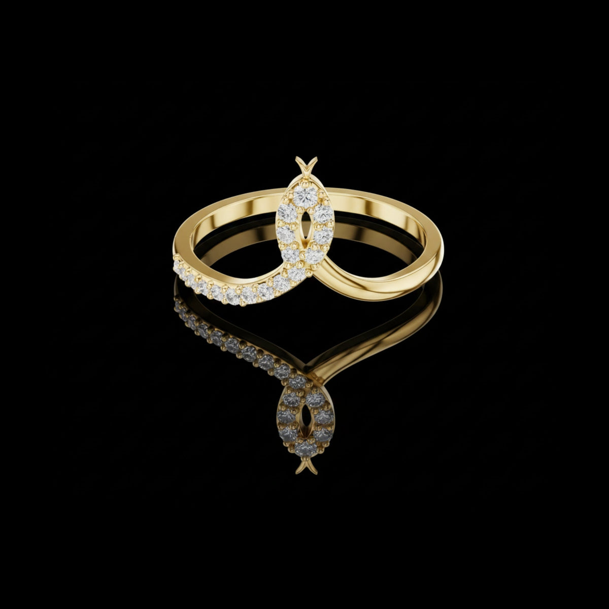 snake bypass round cut lab diamond ring