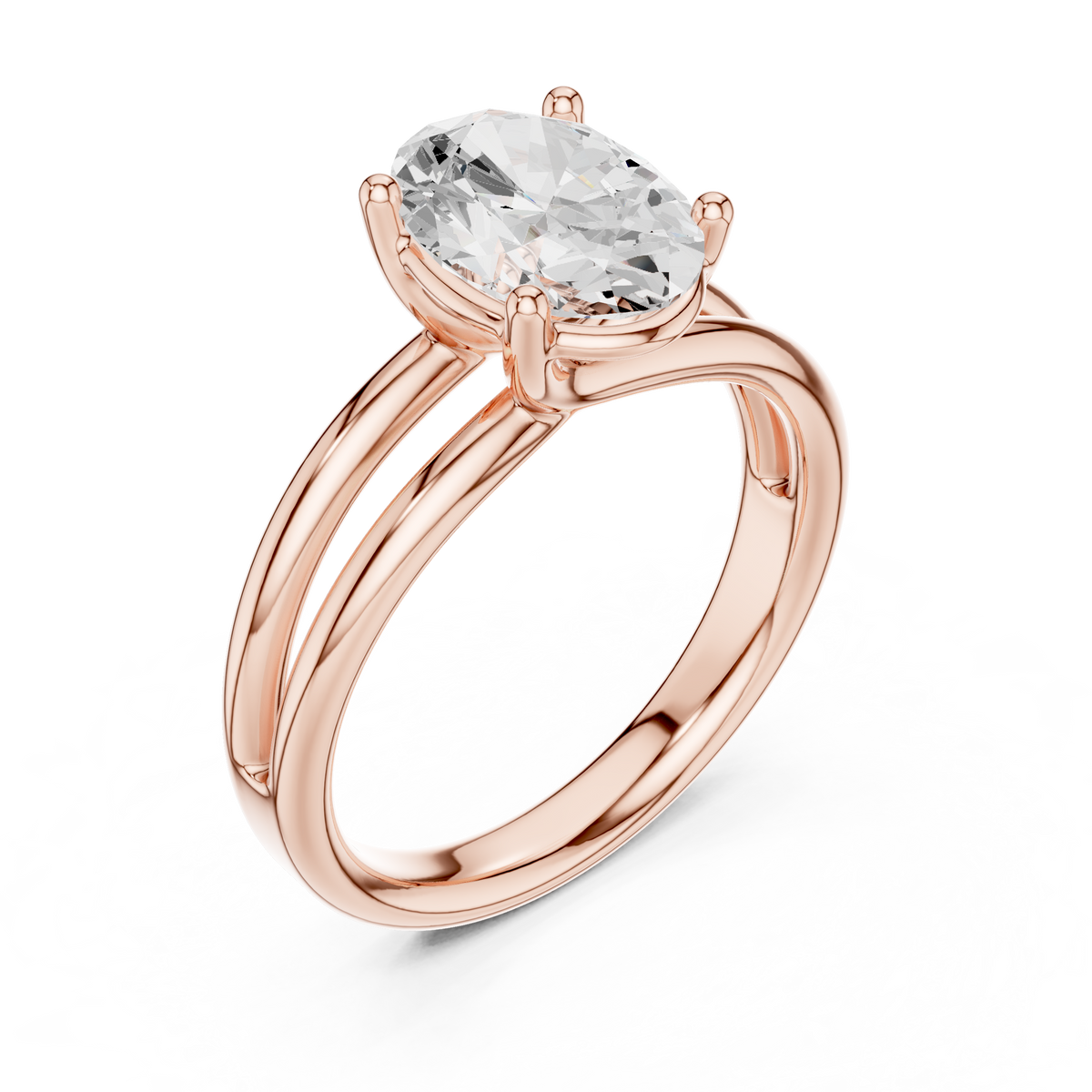 solitaire split shank oval cut moissanite diamond ring - view 6