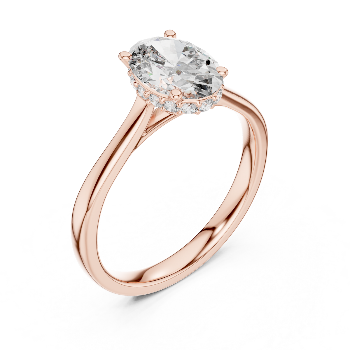 Solitaire Oval Cut Lab Diamond Engagement Ring - View 5