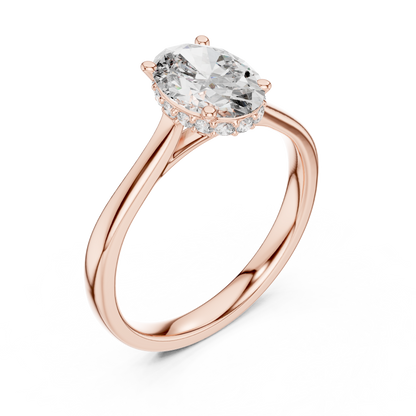 Solitaire Oval Cut Lab Diamond Engagement Ring - View 5