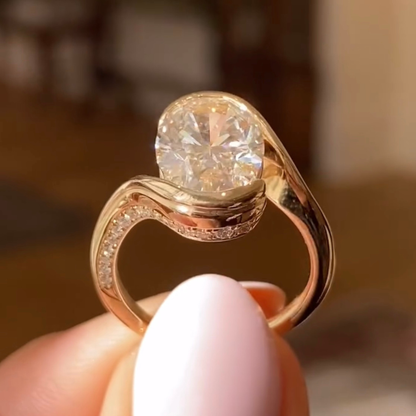 Oval Lab Diamond Bypass Solitaire Engagement Ring - View 2