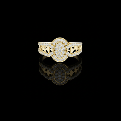 Round Cut Moissanite Diamond Cluster Split Shank Ring