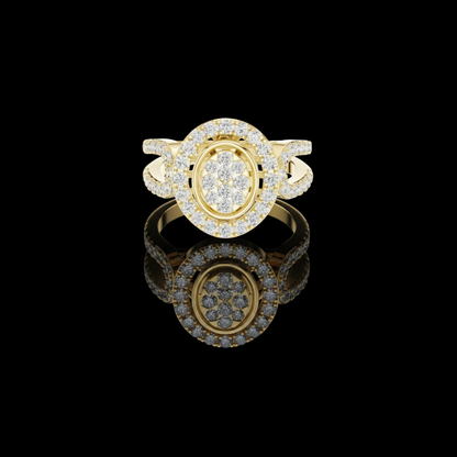 Cluster Round Cut Lab Diamond Split Shank Engagement Ring