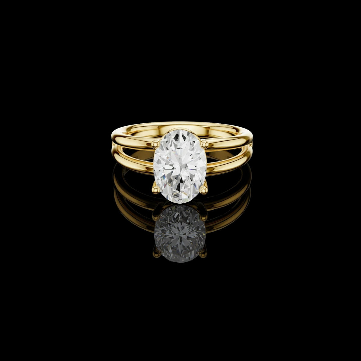 solitaire split shank oval cut moissanite diamond ring