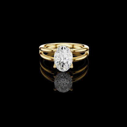 Solitaire Split Shank Oval Cut Moissanite Diamond Ring