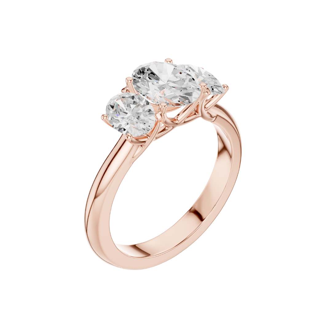 Exclusive Three Stone Oval Lab Diamond Ring - View 5