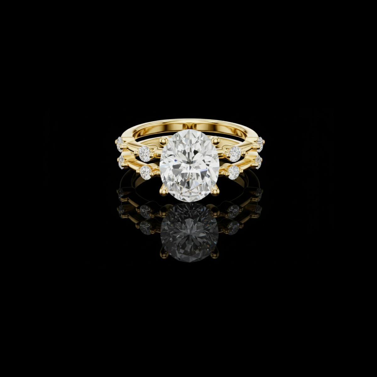 handcrafted oval cut lab diamond split shank ring
