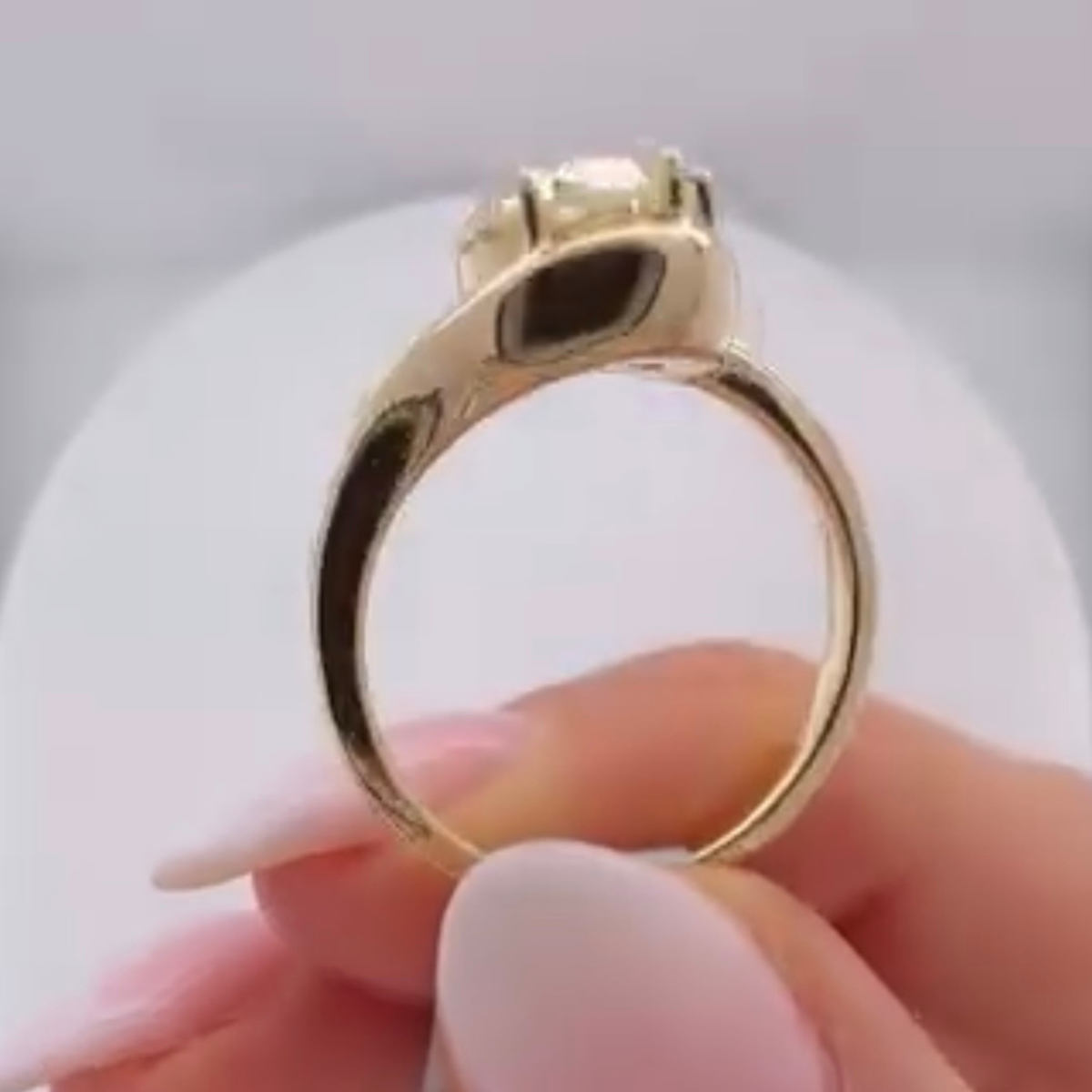 Half Bezel Oval Cut Lab Diamond Bypass Solitaire Ring - View 2