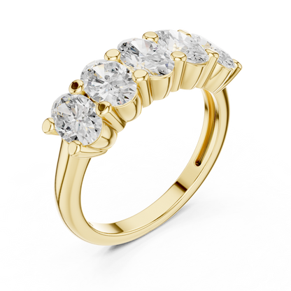 Oval Cut Five Stone Moissanite Diamond Ring - View 4