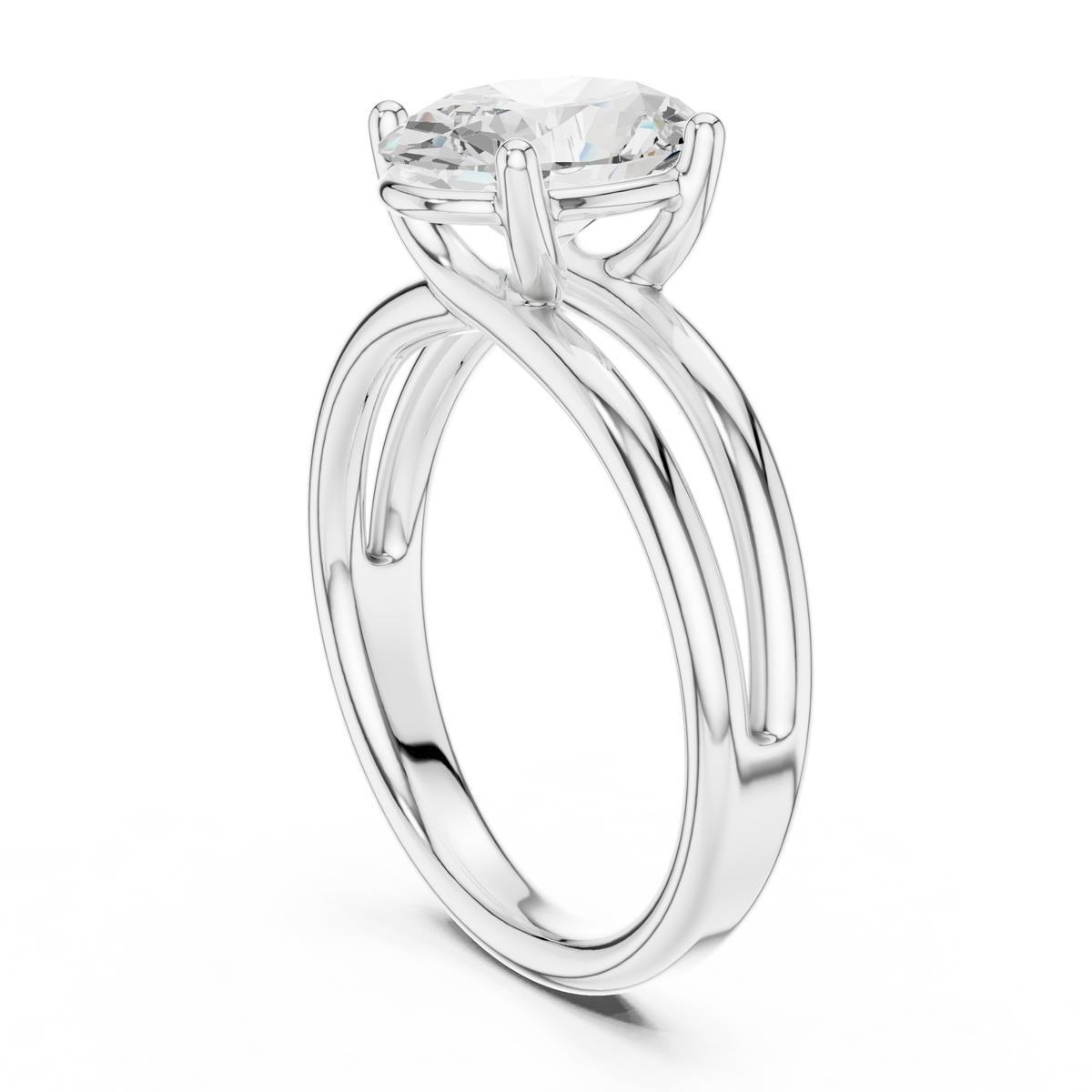 solitaire split shank oval cut moissanite diamond ring - view 7