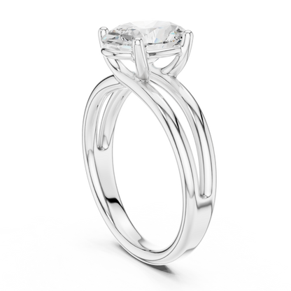 Solitaire Split Shank Oval Cut Moissanite Diamond Ring - View 7