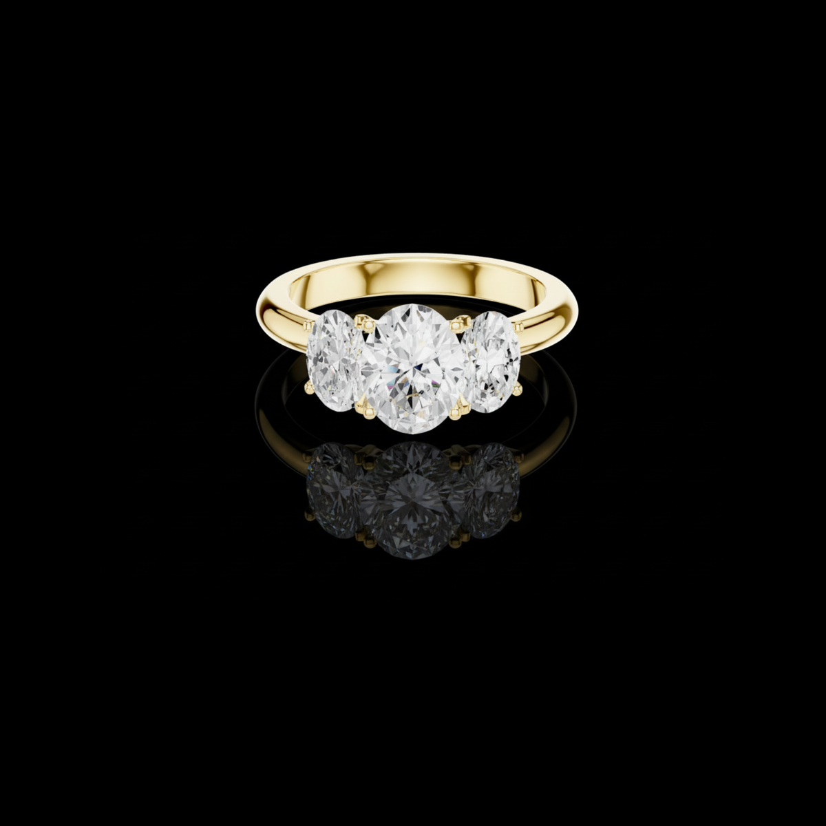 exclusive three stone oval lab diamond ring