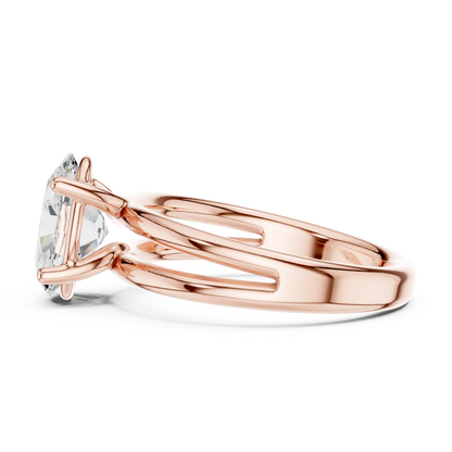 Solitaire Split Shank Oval Cut Moissanite Diamond Ring - View 2