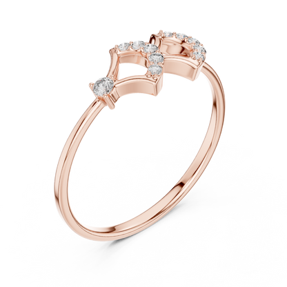 Geometric Open Double Chevron Lab Diamond Stackable Engagement Ring - View 3