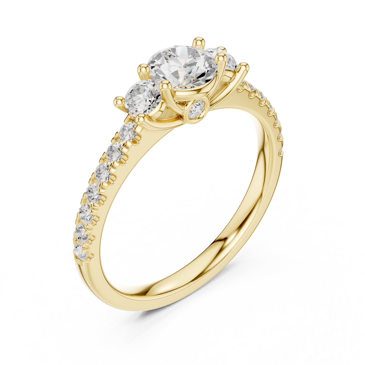 pave setting round cut lab diamond engagement ring - view 2