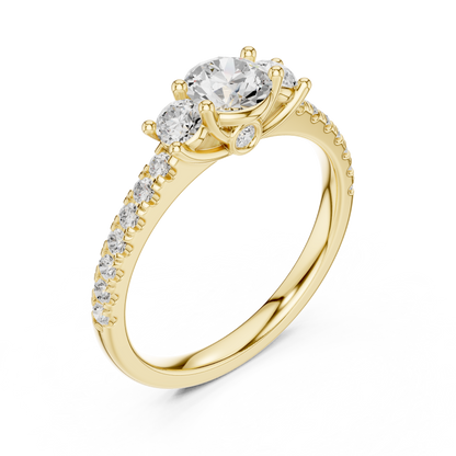 Pave Setting Round Cut Lab Diamond Engagement Ring - View 2