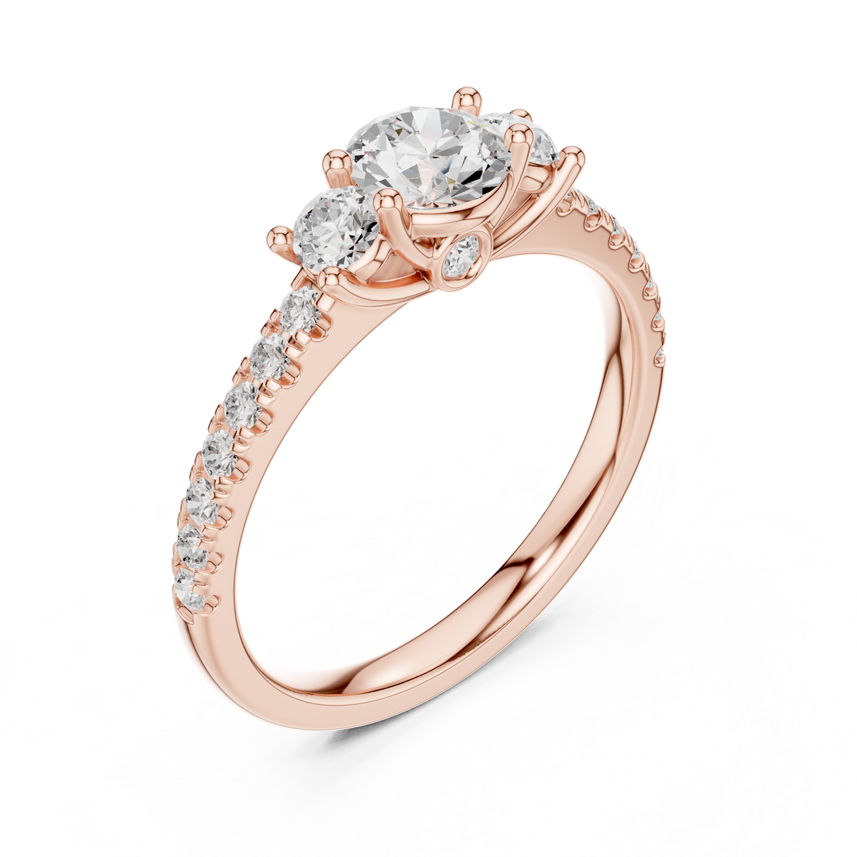 pave setting round cut lab diamond engagement ring - view 3
