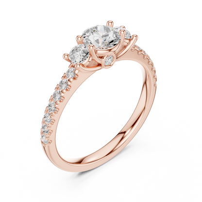 Pave Setting Round Cut Lab Diamond Engagement Ring - View 3