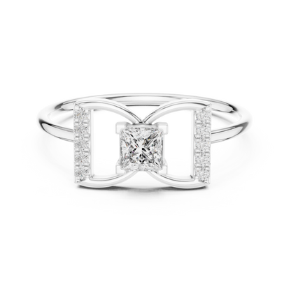 Princess Cut Geometric Pave Split Shank Lab Diamond Ring - View 3