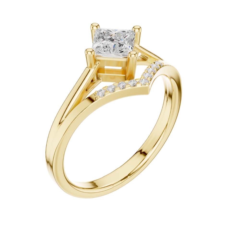 Princess Cut Moissanite Diamond Chevron Engagement Ring - View 4