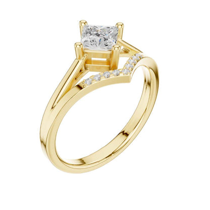 Princess Cut Moissanite Diamond Chevron Engagement Ring - View 4